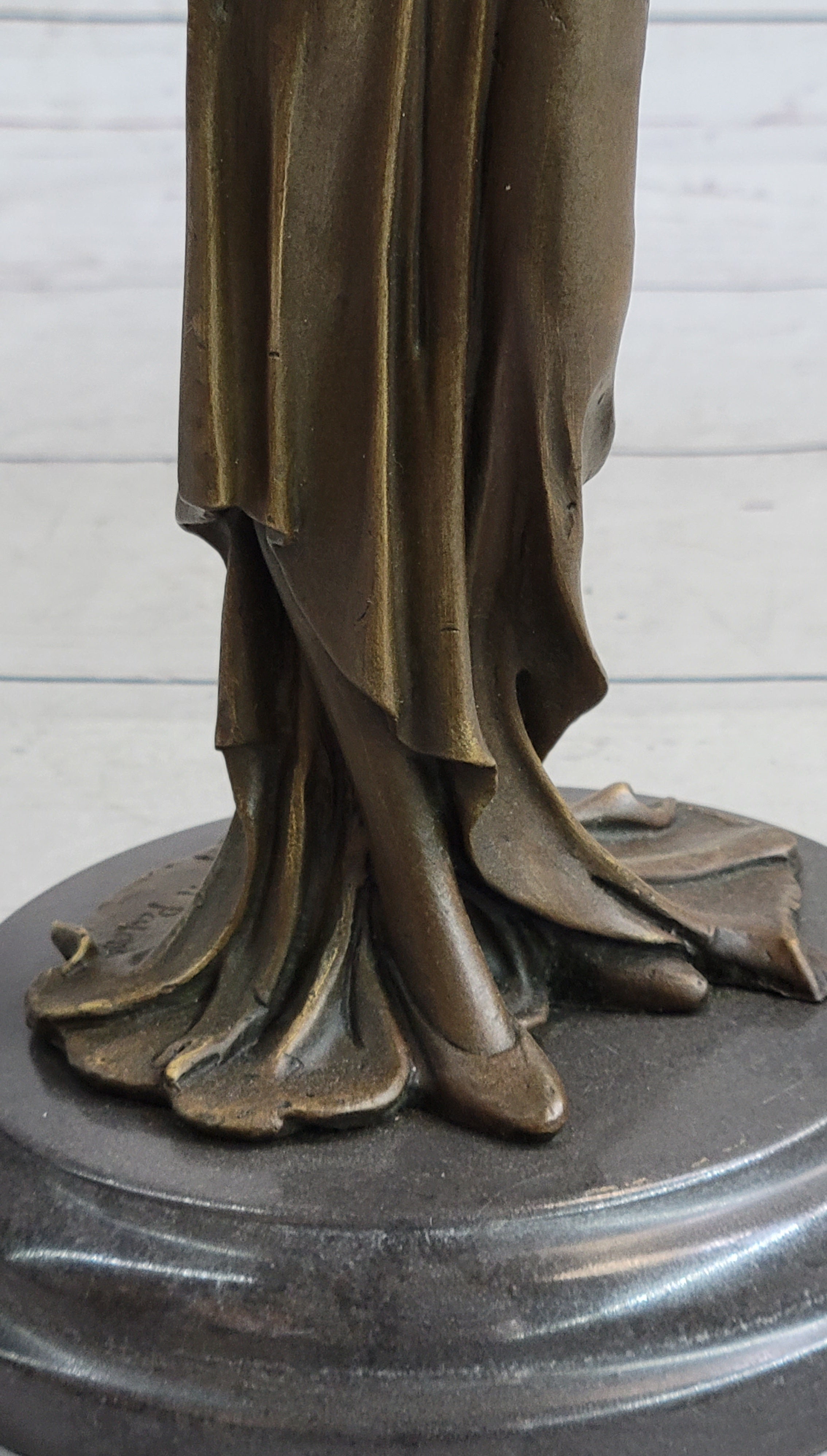 Flapper Fashion 1920's Woman in Furs Bronze Sculpture 14" x 5"