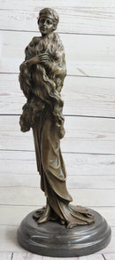 Flapper Fashion 1920's Woman in Furs Bronze Sculpture 14" x 5"