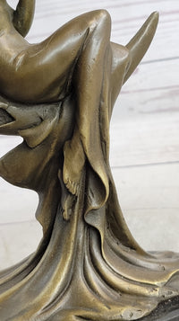 High Life Girl on Moon Bronze Sculpture 9" x 6"
