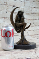 High Life Girl on Crescent Moon Bronze 9" x 6" Sculpture