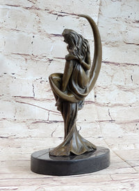 High Life Girl on Crescent Moon Bronze 9" x 6" Sculpture