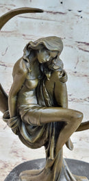 High Life Girl on Crescent Moon Bronze 9" x 6" Sculpture