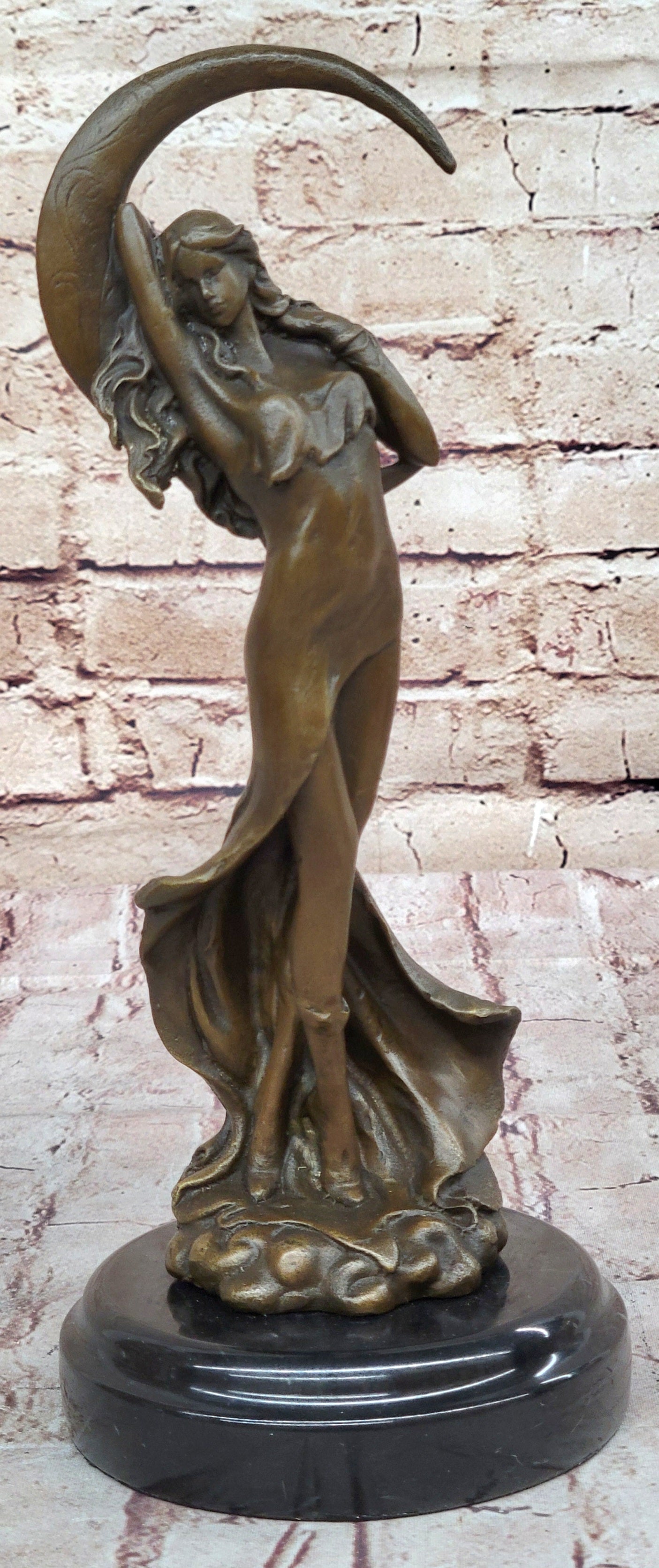 Venus Under the Moon by Moreau Solid Bronze Sculpture