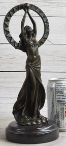 Gaia Girl Holding Moon in front of Sun Bronze 12" x 4"