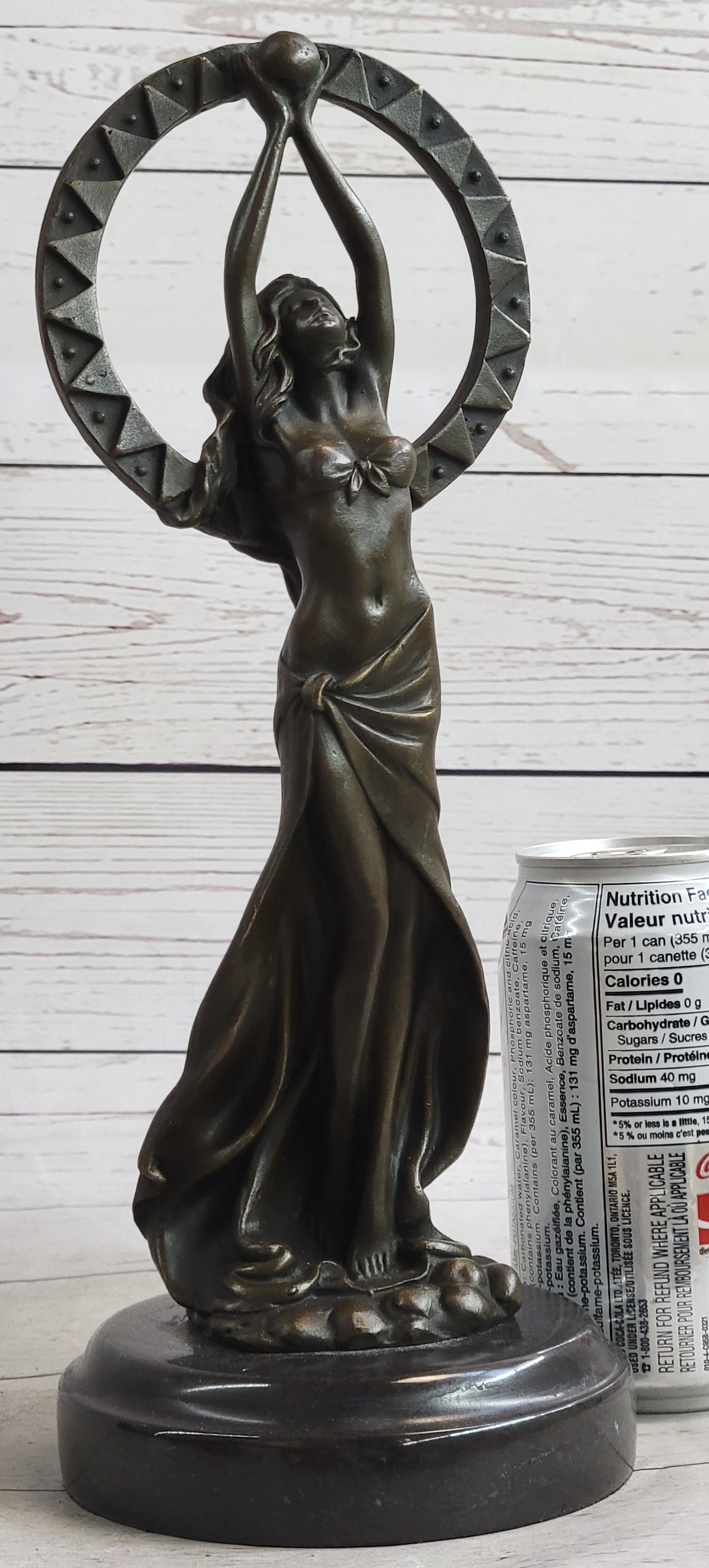 Gaia Girl Holding Moon in front of Sun Bronze 12" x 4"