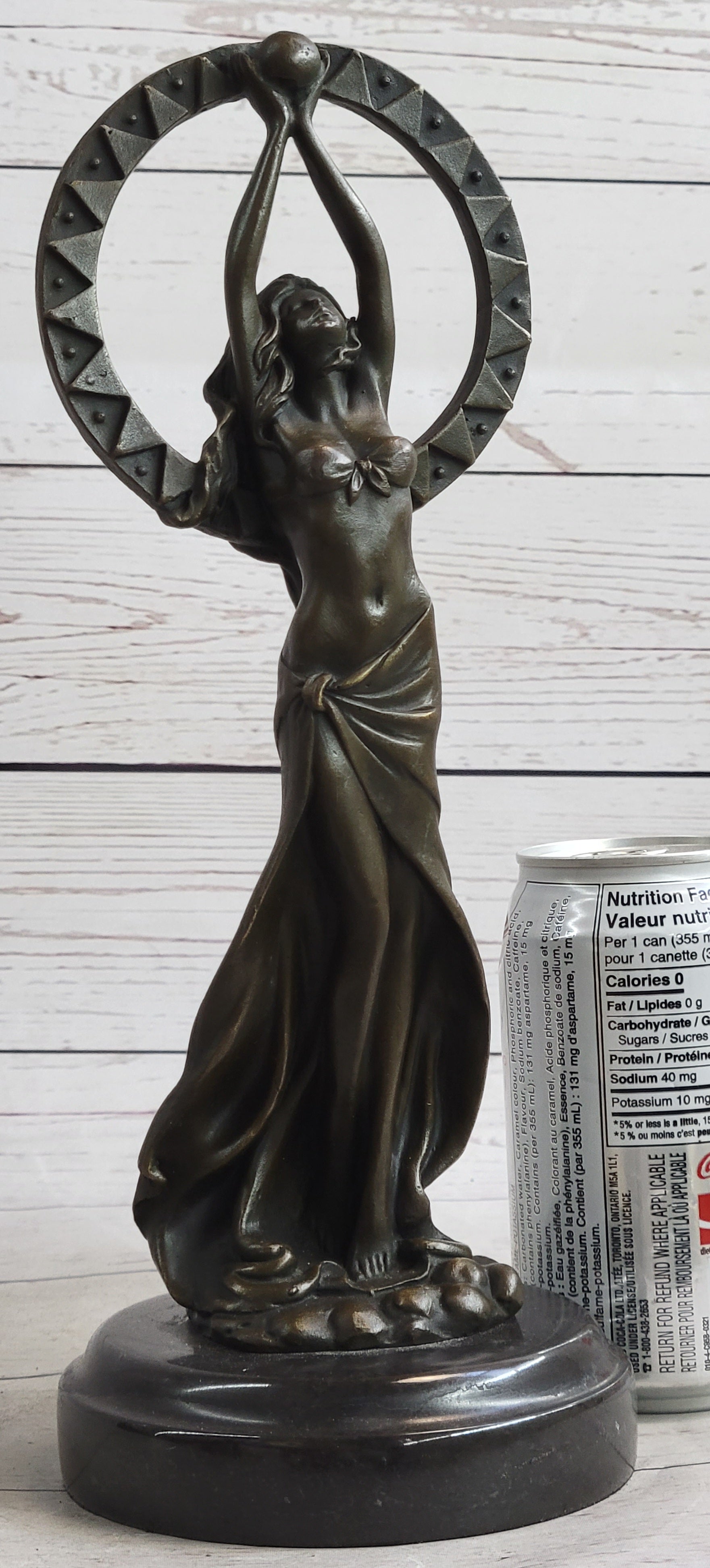 Gaia Girl Holding Moon in front of Sun Bronze 12" x 4"