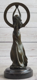 Gaia Girl Holding Moon in front of Sun Bronze 12" x 4"
