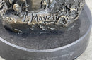 Nymph Girl Sitting on Flower Bronze Sculpture 9" x 5"
