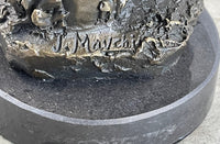 Nymph Girl Sitting on Flower Bronze Sculpture 9" x 5"
