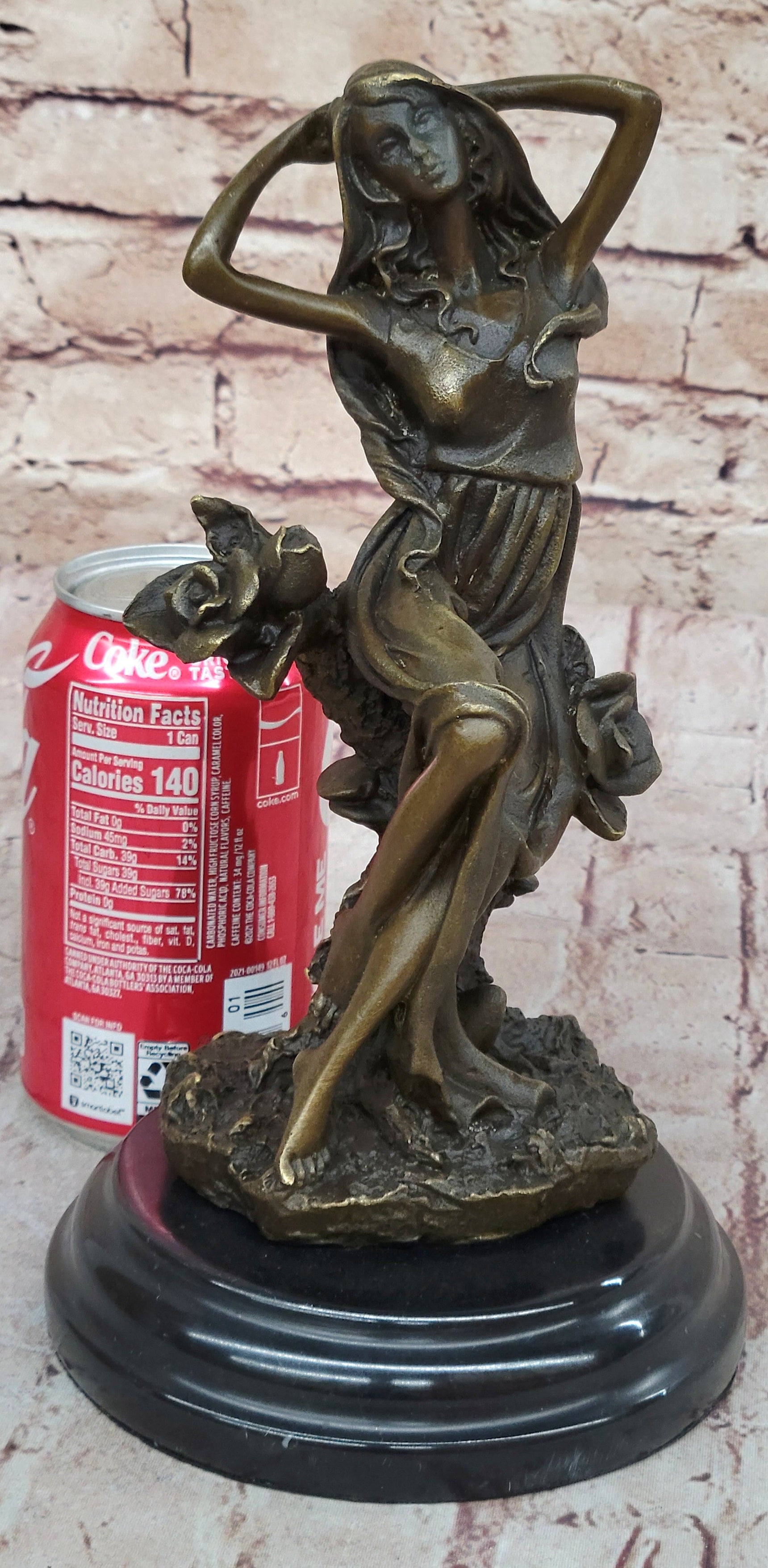 Flower Blossom Nymph Girl Bronze 10" x 5" Sculpture