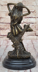 Flower Blossom Nymph Girl Bronze 10" x 5" Sculpture