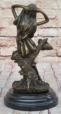 Flower Blossom Nymph Girl Bronze 10" x 5" Sculpture