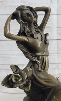 Flower Blossom Nymph Girl Bronze 10" x 5" Sculpture