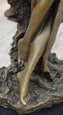 Flower Blossom Nymph Girl Bronze 10" x 5" Sculpture
