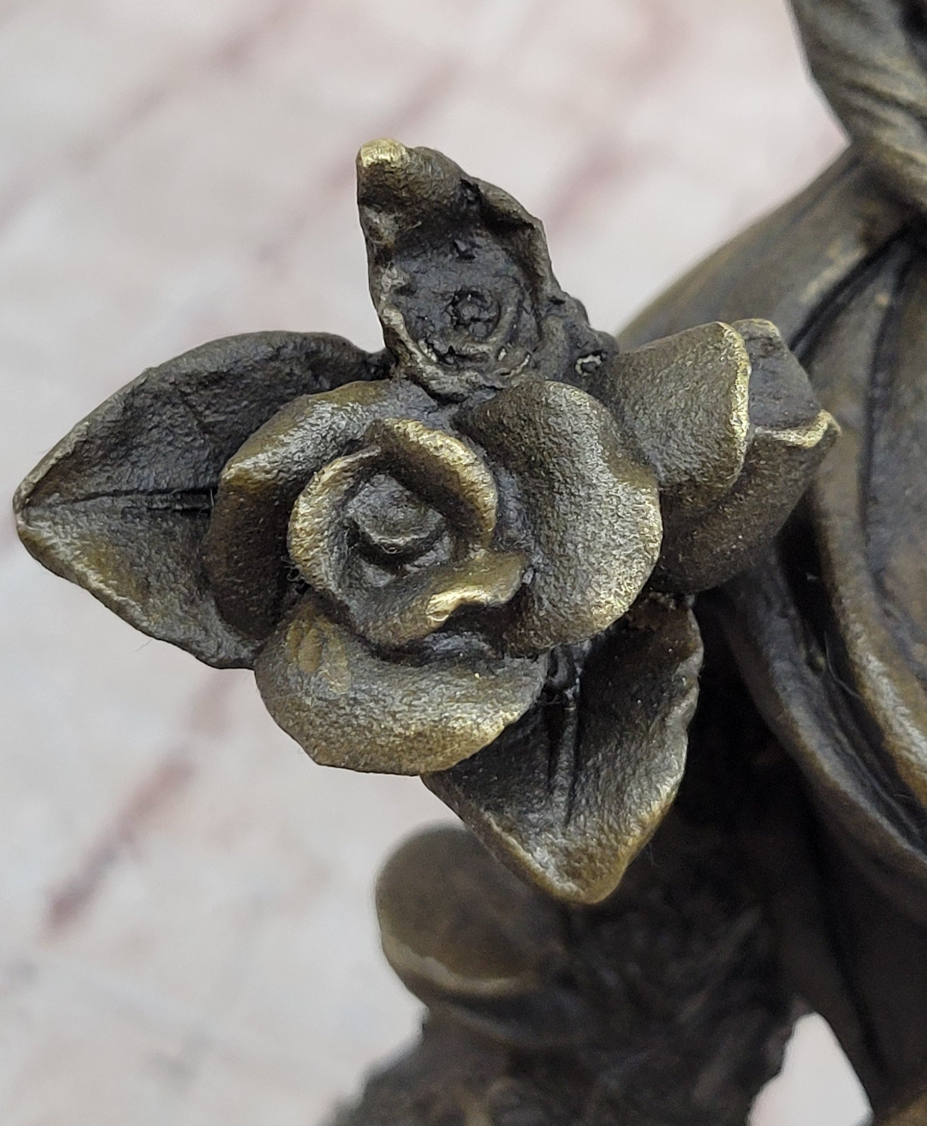Flower Blossom Nymph Girl Bronze 10" x 5" Sculpture