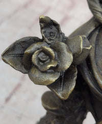 Flower Blossom Nymph Girl Bronze 10" x 5" Sculpture