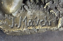 Girl Sitting on Mushroom Toadstool Alice Wonderland Bronze 10" x 5"