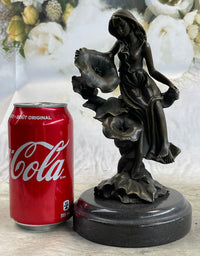 Girl Resting on Flower Bronze Sculpture 9" x 5"
