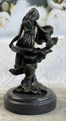 Girl Resting on Flower Bronze Sculpture 9" x 5"