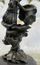 Girl Resting on Flower Bronze Sculpture 9" x 5"