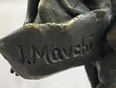 Girl Resting on Flower Bronze Sculpture 9" x 5"