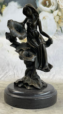 Girl Resting on Flower Bronze Sculpture 9" x 5"