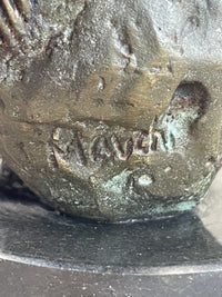 Young Girl Laying Against Rock Bronze Figure 8" x 6"