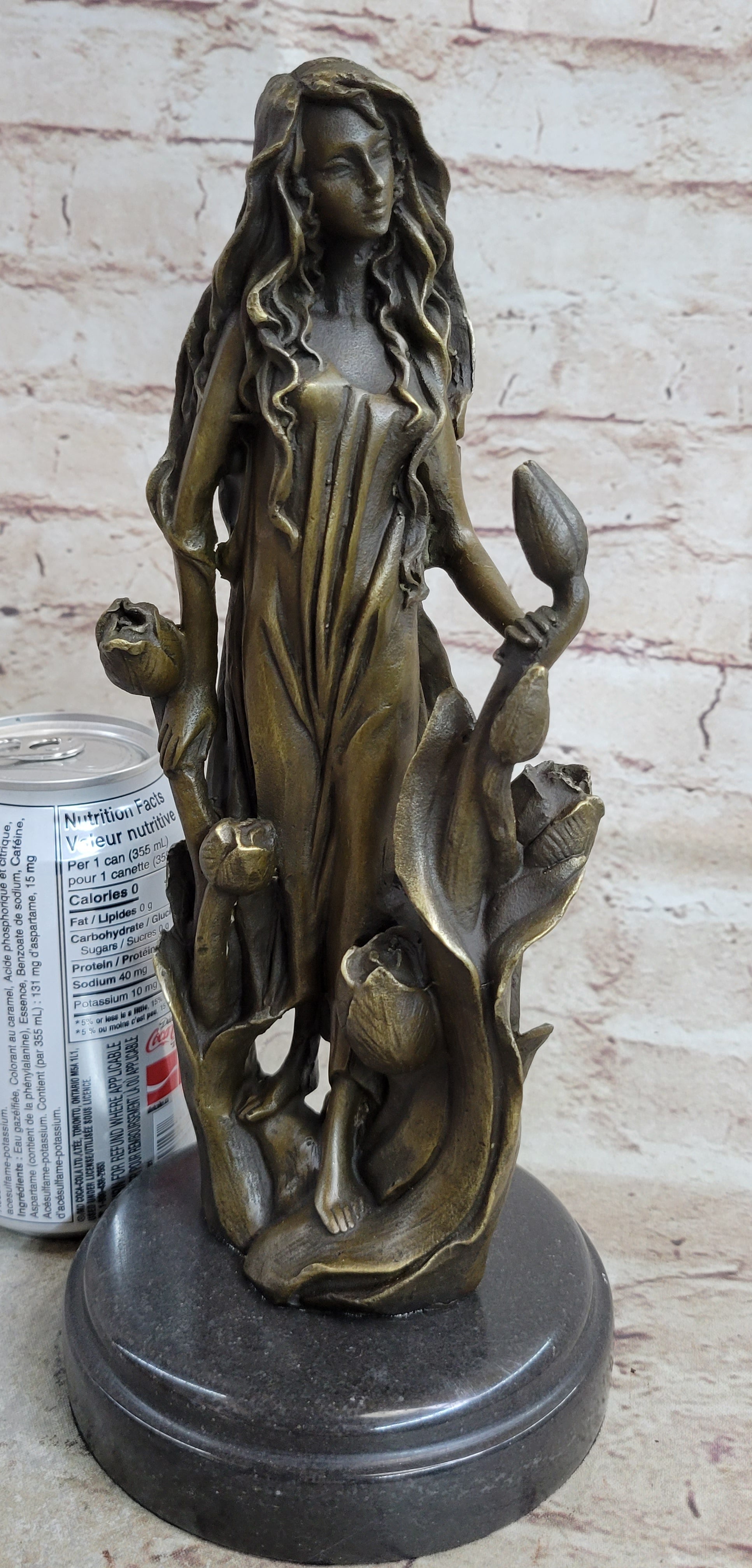 Western 100% Pure Bronze Marble Art Flower Girl Sculpture