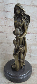 Western 100% Pure Bronze Marble Art Flower Girl Sculpture