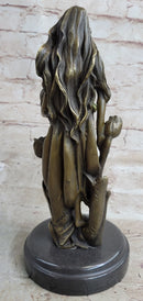 Western 100% Pure Bronze Marble Art Flower Girl Sculpture