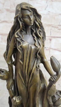Western 100% Pure Bronze Marble Art Flower Girl Sculpture