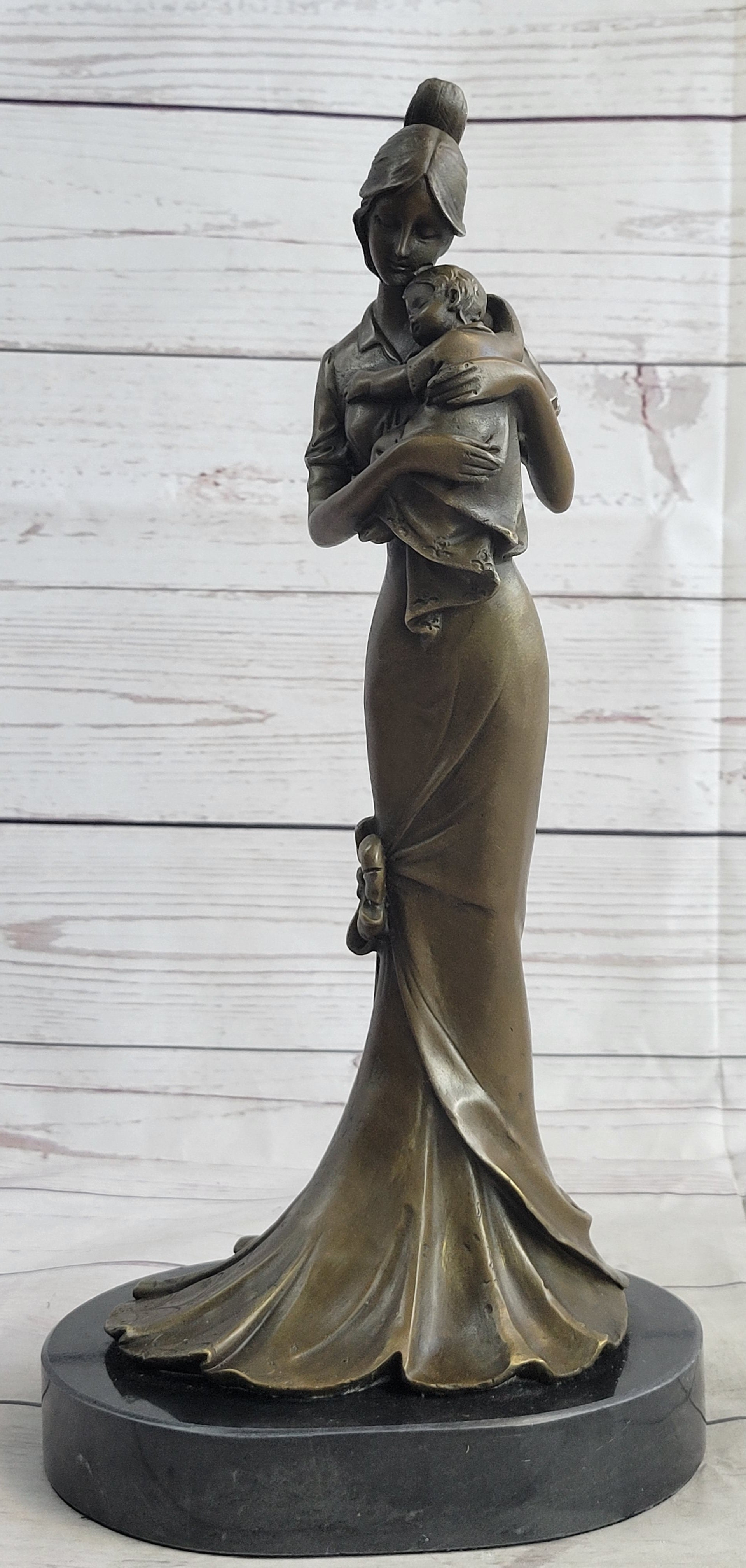 Mother Holding Baby Child Bronze Sculpture Vitaleh 14" x 7"