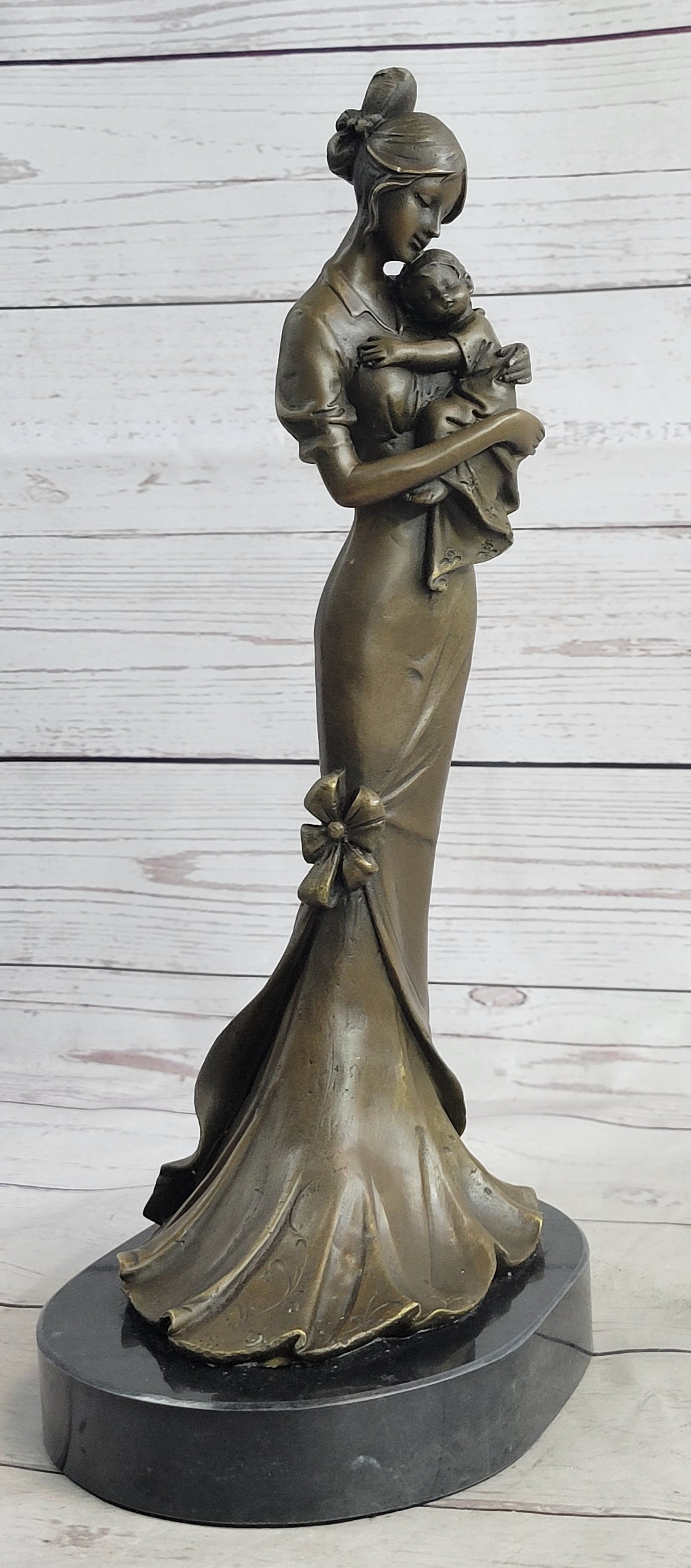 Mother Holding Baby Child Bronze Sculpture Vitaleh 14" x 7"