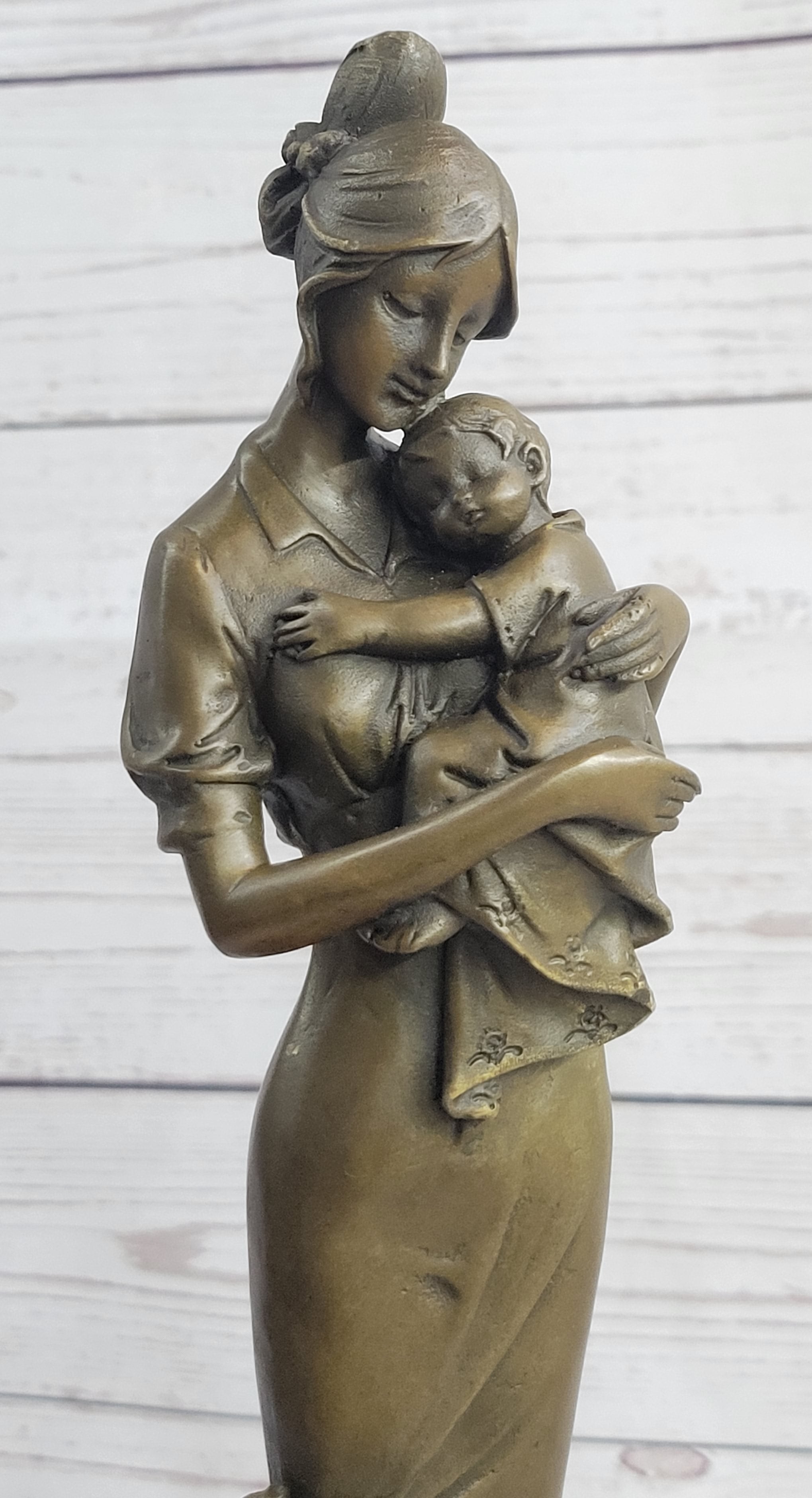 Mother Holding Baby Child Bronze Sculpture Vitaleh 14" x 7"