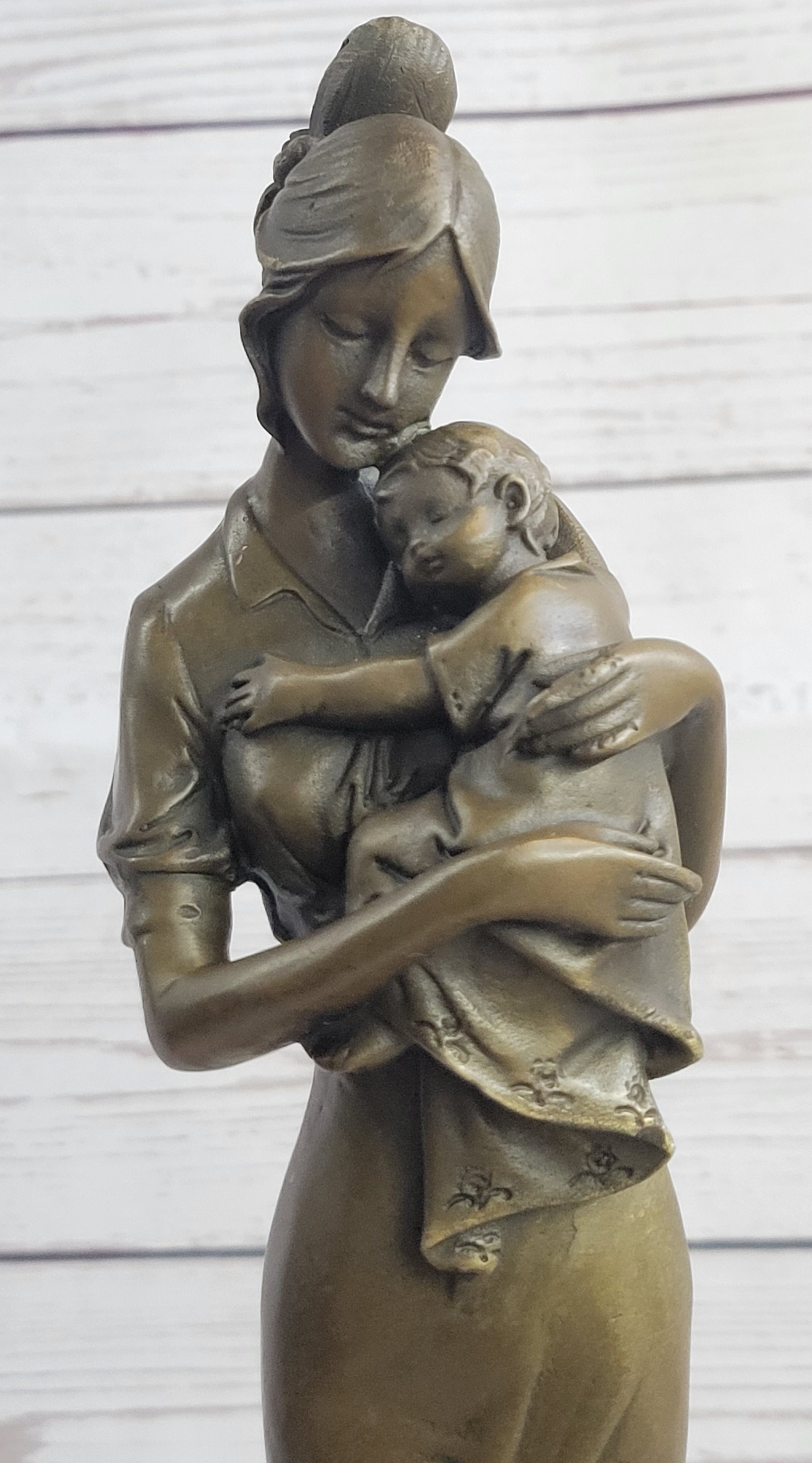 Mother Holding Baby Child Bronze Sculpture Vitaleh 14" x 7"