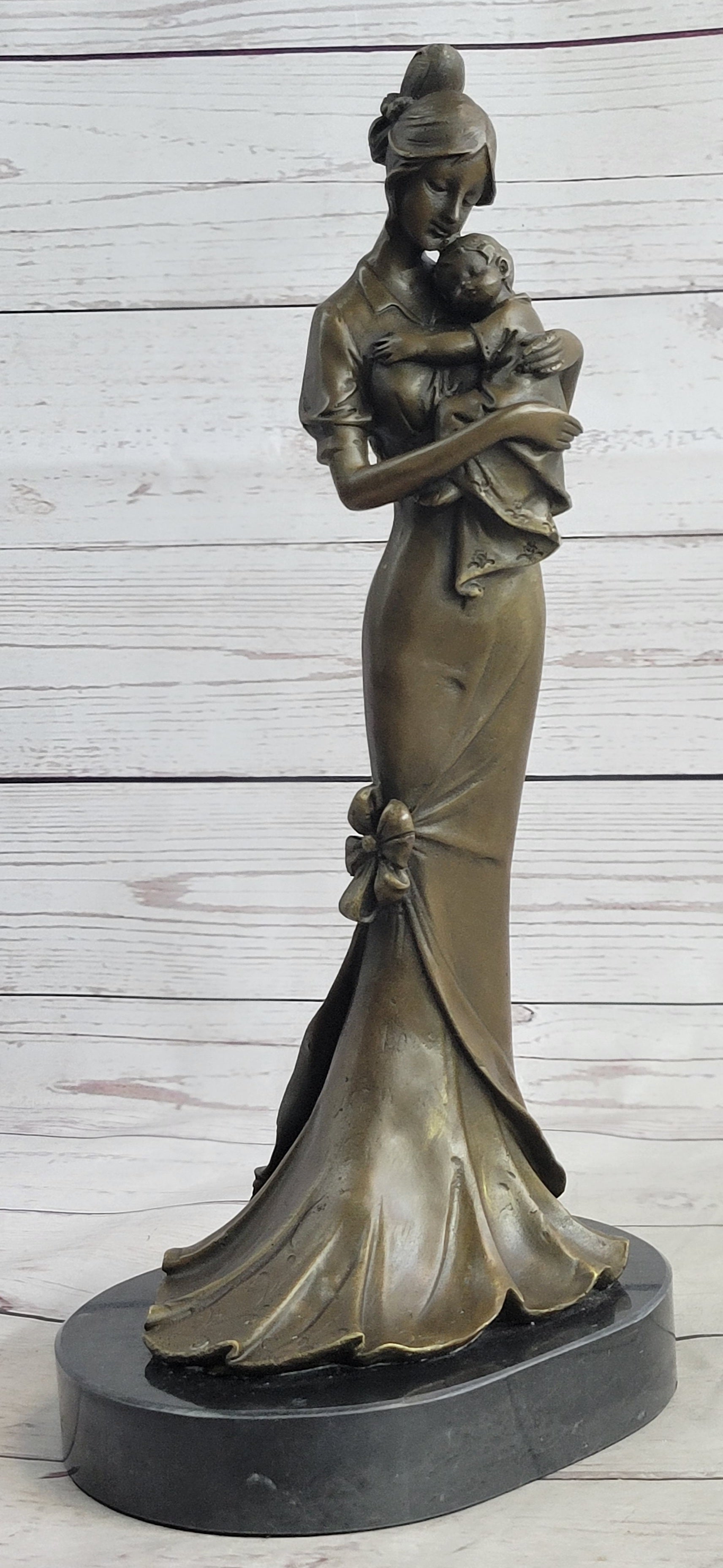 Mother Holding Baby Child Bronze Sculpture Vitaleh 14" x 7"