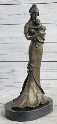 Mother Holding Baby Child Bronze Sculpture Vitaleh 14" x 7"