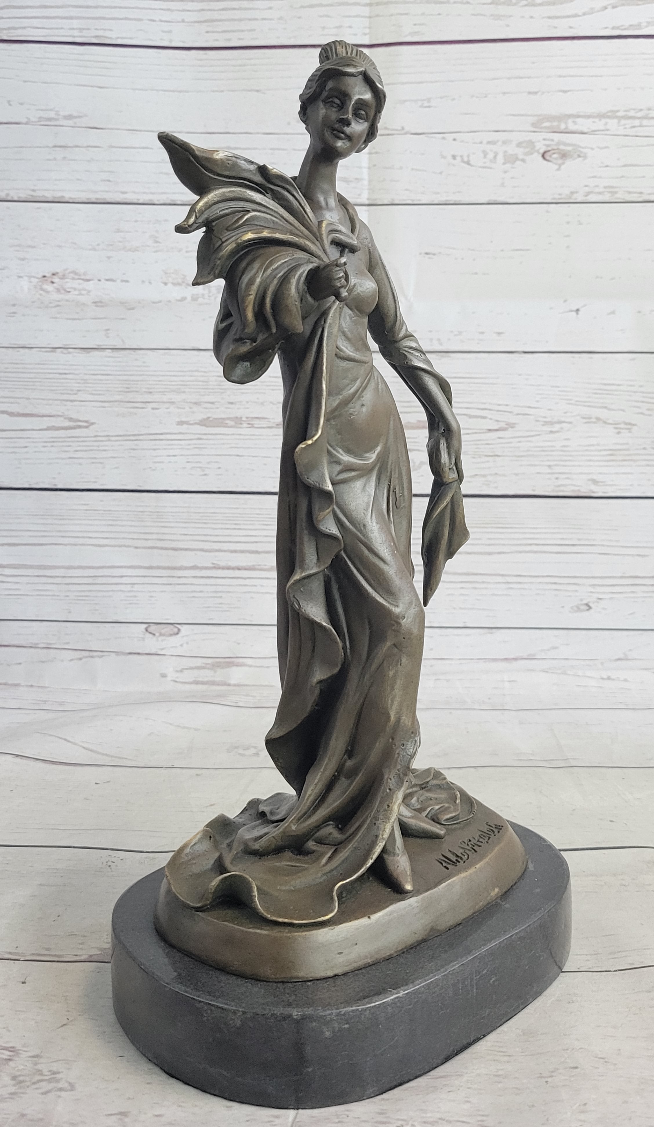 Art Deco Woman Bronze Sculpture 14" x 7"
