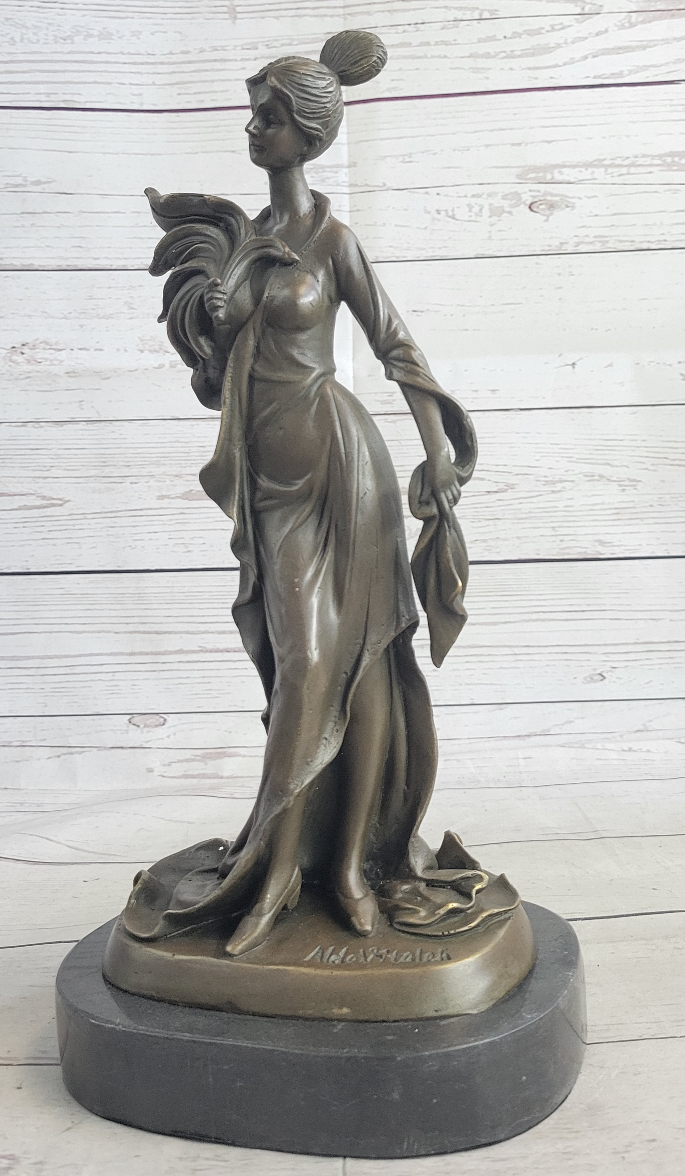 Art Deco Woman Bronze Sculpture 14" x 7"