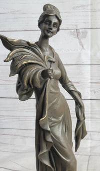 Art Deco Woman Bronze Sculpture 14" x 7"
