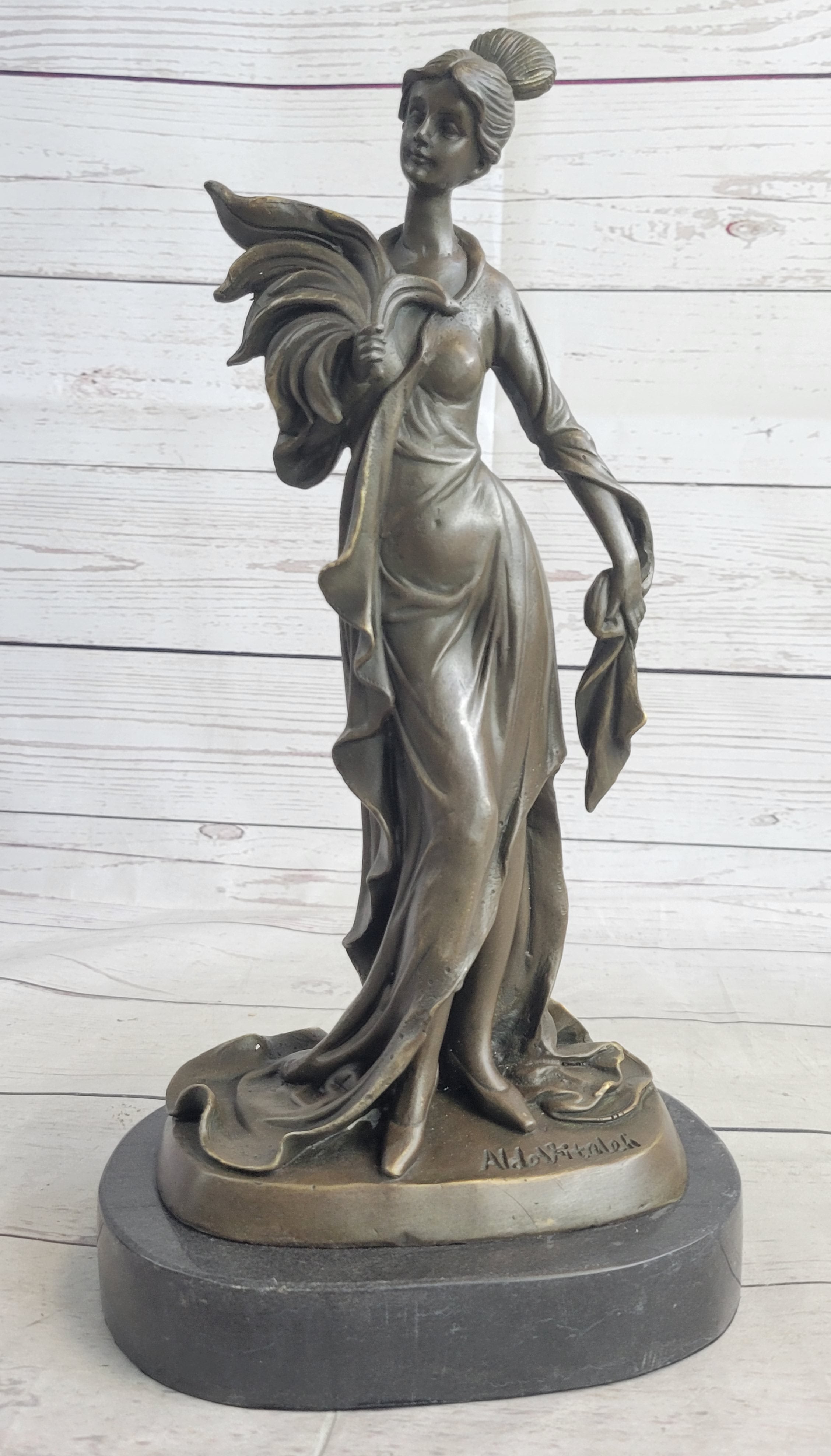 Art Deco Woman Bronze Sculpture 14" x 7"