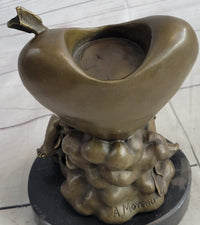 Bronze Candle Holder Cherubim Hearts Love 9" x 6"
