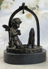 Bronze Art Deco Winged Angel Religion Artwork
