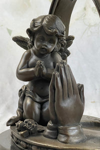 Bronze Art Deco Winged Angel Religion Artwork
