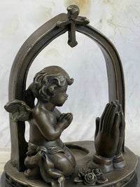 Bronze Art Deco Winged Angel Religion Artwork