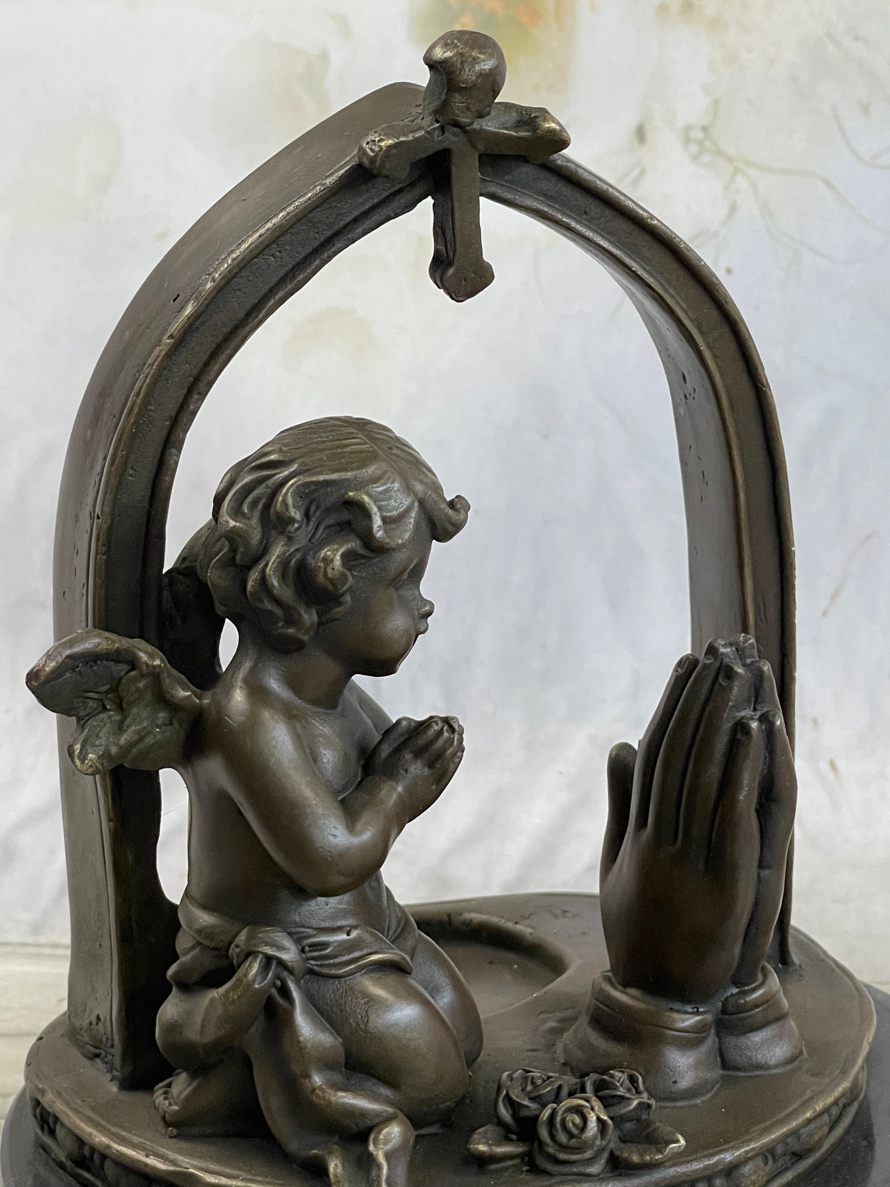 Bronze Art Deco Winged Angel Religion Artwork