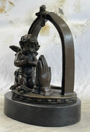 Bronze Art Deco Winged Angel Religion Artwork