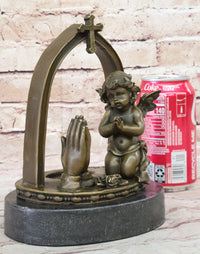 Praying Baby Angel Bronze Sculpture Religious Deal