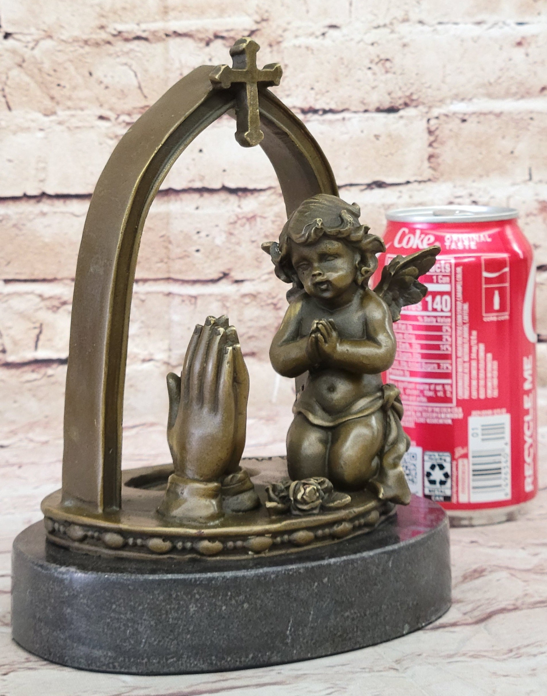 Putti Praying by A. Moreau Genuine Real Bronze