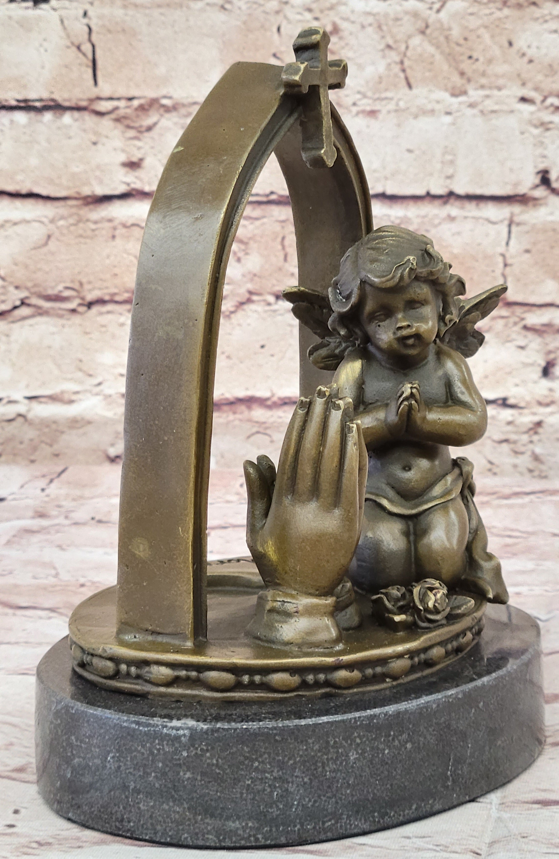 Praying Baby Angel Bronze Sculpture Religious Deal